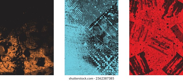 Grungy distorsionada capas aisladas de grises . Elemento de diseño para folletos, medios sociales, afiches, volantes. Textura superpuesta.Banner texturizado con efecto de socorro .Paquetes de semitono vectoriales . textura de impresión de pantalla