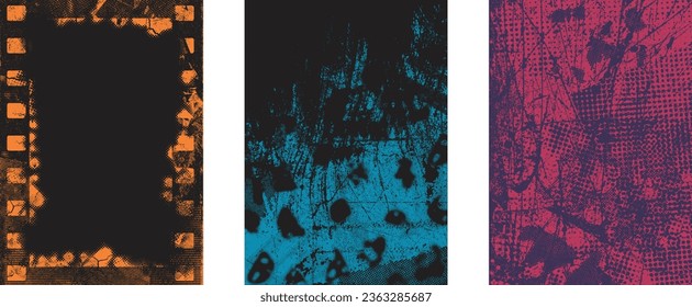 Grungy distorsionada capas aisladas de grises . Elemento de diseño para folletos, medios sociales, afiches, volantes. Textura superpuesta.Banner texturizado con efecto de socorro .Paquetes de semitono vectoriales . textura de impresión de pantalla