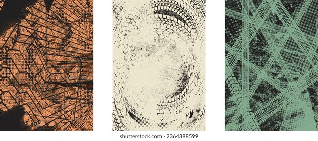Glitch distorted grungy isolated layers . Design element for brochure, social media, posters, flyers. Overlay texture.Textured banner with Distress effect .Vector halftone dots . Screen print texture