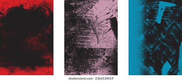Grungy distorsionada capas aisladas de grises . Elemento de diseño para folletos, medios sociales, afiches, volantes. Textura superpuesta.Banner texturizado con efecto de socorro .Paquetes de semitono vectoriales . textura de impresión de pantalla