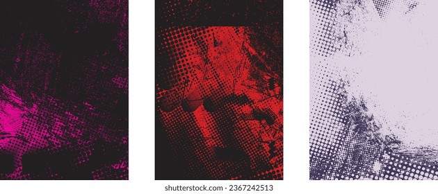 Glitch verzerrte, grungige Einzelschichten . Design-Element für Broschüren, Social Media, Plakate, Flyer. Overlay Texture.Texturierte Banner mit Distress-Effekt .Vector Halftone Punkte . Siebdruckstruktur