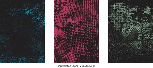 Glitch verzerrte, grungige Einzelschichten . Design-Element für Broschüren, Social Media, Plakate, Flyer. Overlay Texture.Texturierte Banner mit Distress-Effekt .Vector Halftone Punkte . Siebdruckstruktur