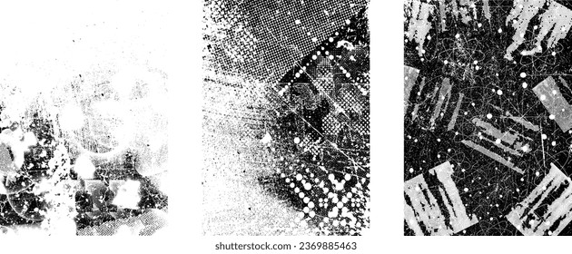 Grungy distorsionada capas aisladas de grises . Elemento de diseño para folletos, medios sociales, afiches, volantes. Textura superpuesta.Banner texturizado con efecto de socorro .Paquetes de semitono vectoriales . textura de impresión de pantalla