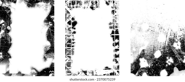 Grungy distorsionada capas aisladas de grises . Elemento de diseño para folletos, medios sociales, afiches, volantes. Textura superpuesta.Banner texturizado con efecto de socorro .Paquetes de semitono vectoriales . textura de impresión de pantalla