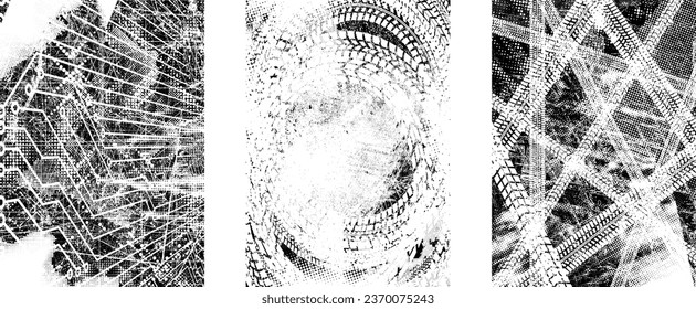 Grungy distorsionada capas aisladas de grises . Elemento de diseño para folletos, medios sociales, afiches, volantes. Textura superpuesta.Banner texturizado con efecto de socorro .Paquetes de semitono vectoriales . textura de impresión de pantalla