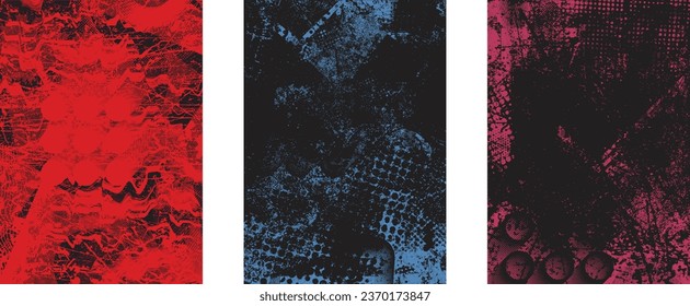 Grungy distorsionada capas aisladas de grises . Elemento de diseño para folletos, medios sociales, afiches, volantes. Textura superpuesta.Banner texturizado con efecto de socorro .Paquetes de semitono vectoriales . textura de impresión de pantalla