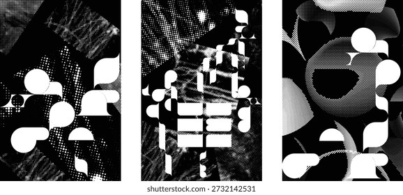 Camadas isoladas sujas distorcidas . Elemento de design para brochura, mídias sociais, cartazes, panfletos. Sobreponha texture.Textured banner com efeito de angústia .Vetor pontos de meio-tom . Textura de impressão de tela
