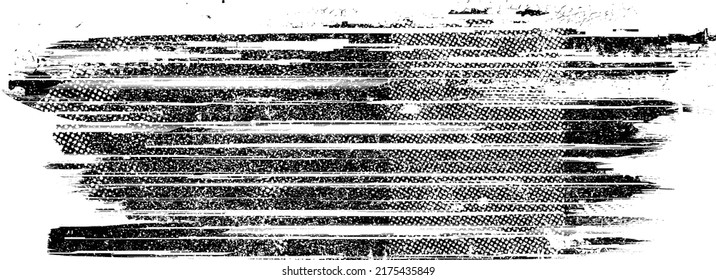 Glitch distorted grungy shape . Noised grange texture. Textured and glitched shapes .Grunge texture. Screen print and noise effect .Vector overlay background with a halftone dots screen print texture.