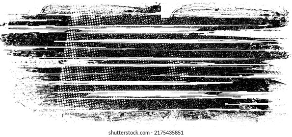 Glitch distorted grungy shape . Noised grange texture. Textured and glitched shapes .Grunge texture. Screen print and noise effect .Vector overlay background with a halftone dots screen print texture.