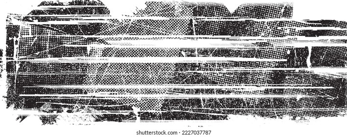 Forma de grifo distorsionada. Textura de grano canalizado. Formas texturizadas y rayadas. Textura de grunge. Impresión de pantalla y efecto de ruido .Fondo de superposición vectorial con una textura de impresión de pantalla de puntos de medio tono.