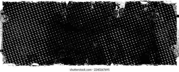 Glitch distorted grungy shape . Noised grange texture. Textured and glitched shapes .Grunge texture. Screen print and noise effect .Vector overlay background with a halftone dots screen print texture.