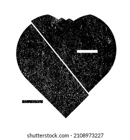 Glitch distorted heart shape . Minimal art design . Noise destroyed circle logo . Trendy defect error shapes . Glitched frame .Broken effect . Grunge texture . Distress effect .vector 