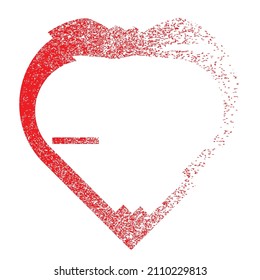Glitch distorted heart shape . Minimal art design . Noise destroyed circle logo . Trendy defect error shapes . Glitched frame .Broken effect . Grunge texture . Distress effect .vector 