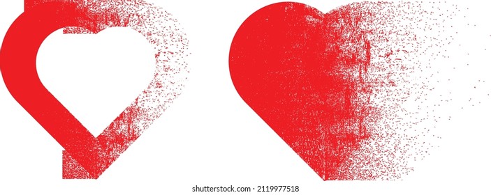 Glitch distorted heart shape . Minimal art design . Noise destroyed circle logo . Trendy defect error shapes . Glitched frame .Broken effect . Grunge texture . Distress effect .vector 