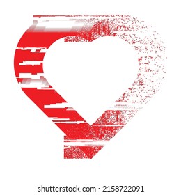 Glitch distorted heart shape . Minimal art design . Noise destroyed circle logo . Trendy defect error shapes . Glitched frame .Broken effect . Grunge texture . Distress effect .vector 