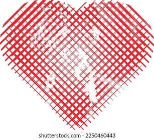 Glitch distorted heart shape . Minimal art design . Noise destroyed circle logo . Trendy defect error shapes . Glitched frame .Broken effect . Grunge texture . Distress effect .vector
