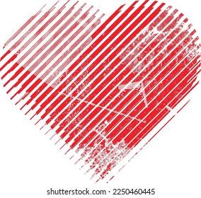 La forma del corazón distorsionada del brillo. Diseño de arte mínimo. Logo del círculo destruido por el ruido. Formas de error de defecto de moda . Marco brillante. Efecto roto. Textura gruesa. Efecto de distrés .vector
