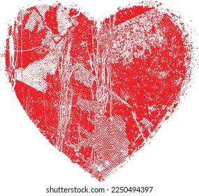 La forma del corazón distorsionada del brillo. Diseño de arte mínimo. El ruido destruyó el logo del corazón. Formas de error de defecto de moda . Marco brillante. Efecto roto. Textura gruesa. Efecto de distrés .vector

