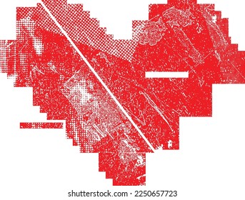 Glitzverzerrte Herzform. Minimales Kunstdesign . Rauschen zerstörte Herzlogos. Trendy Defaultformen . Glitched Frame .Broken Effekt . Grunge Textur. Distanzeffekt .Vektor
