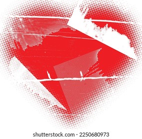 Glitch distorted heart shape . Minimal art design . Noise destroyed heart logo . Trendy defect error shapes . Glitched frame .Broken effect . Grunge texture . Distress effect .vector
