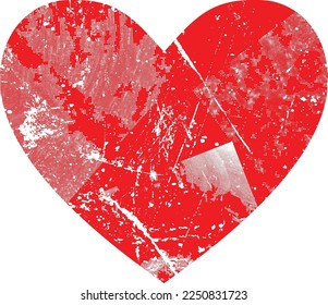 Glitch distorted heart shape . Minimal art design . Noise destroyed heart logo . Trendy defect error shapes . Glitched frame .Broken effect . Grunge texture . Distress effect .vector
