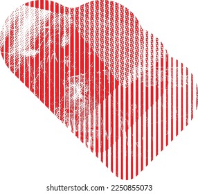 Glitch distorted heart shape . Minimal art design . Noise destroyed heart logo . Trendy defect error shapes . Glitched frame .Broken effect . Grunge texture . Distress effect .vector
