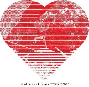 Glitch distorted heart shape . Minimal art design . Noise destroyed heart logo . Trendy defect error shapes . Glitched frame .Broken effect . Grunge texture . Distress effect .vector