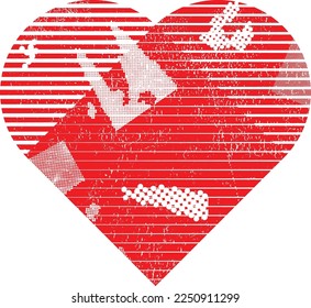 Glitch distorted heart shape . Minimal art design . Noise destroyed heart logo . Trendy defect error shapes . Glitched frame .Broken effect . Grunge texture . Distress effect .vector