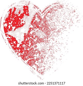 La forma del corazón distorsionada del brillo. Diseño de arte mínimo. El ruido destruyó el logo del corazón. Formas de error de defecto de moda . Marco brillante. Efecto roto. Textura gruesa. Efecto de distrés .vector