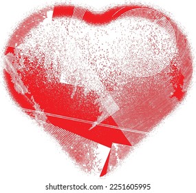 Glitch distorted heart shape . Minimal art design . Noise destroyed circle logo . Trendy defect error shapes . Glitched frame .Broken effect . Grunge texture . Distress effect .vector 