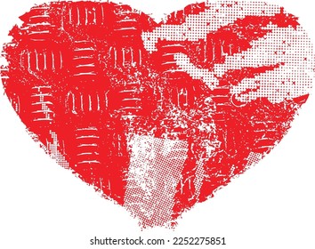 Glitch distorted heart shape . Minimal art design . Noise destroyed heart logo . Trendy defect error shapes . Glitched frame .Broken effect . Grunge texture . Distress effect .vector