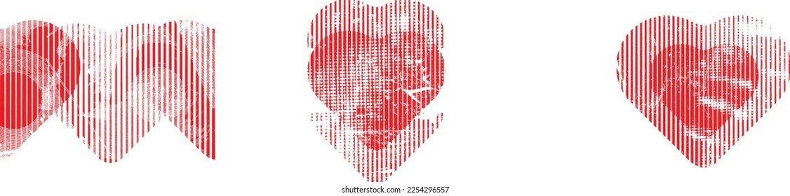 Glitch distorted heart shape . Minimal art design . Noise destroyed heart logo . Trendy defect error shapes . Glitched frame .Broken effect . Grunge texture . Distress effect .vector