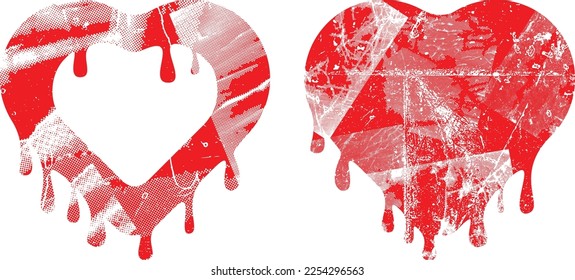 Glitch distorted heart shape . Minimal art design . Noise destroyed heart logo . Trendy defect error shapes . Glitched frame .Broken effect . Grunge texture . Distress effect .vector