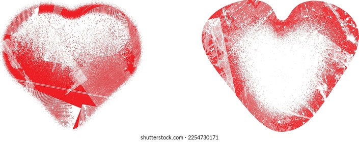 Glitch distorted heart shape . Minimal art design . Noise destroyed heart logo . Trendy defect error shapes . Glitched frame .Broken effect . Grunge texture . Distress effect .vector