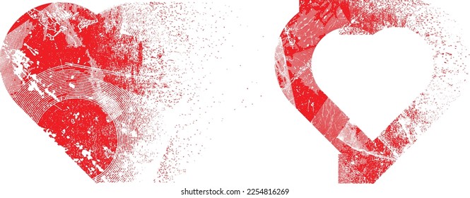 Glitch distorted heart shape . Minimal art design . Noise destroyed heart logo . Trendy defect error shapes . Glitched frame .Broken effect . Grunge texture . Distress effect .vector