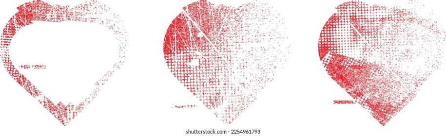 Glitch distorted heart shape . Minimal art design . Noise destroyed heart logo . Trendy defect error shapes . Glitched frame .Broken effect . Grunge texture . Distress effect .vector