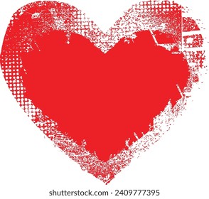 La forma del corazón distorsionada del brillo. Diseño de arte mínimo. El ruido destruyó el logo del corazón. Formas de error de defecto de moda . Marco brillante. Efecto roto. Textura gruesa. Efecto de distrés .vector