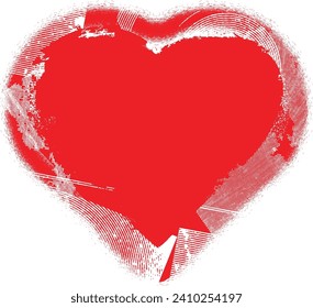 Glitch distorted heart shape . Minimal art design . Noise destroyed heart logo . Trendy defect error shapes . Glitched frame .Broken effect . Grunge texture . Distress effect .vector
