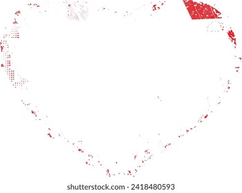 Glitch distorted heart shape . Minimal art design . Noise destroyed heart logo . Trendy defect error shapes . Glitched frame .Broken effect . Grunge texture . Distress effect .vector