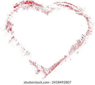 La forma del corazón distorsionada del brillo. Diseño de arte mínimo. El ruido destruyó el logo del corazón. Formas de error de defecto de moda . Marco brillante. Efecto roto. Textura gruesa. Efecto de distrés .vector