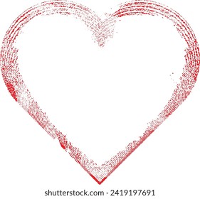 La forma del corazón distorsionada del brillo. Diseño de arte mínimo. El ruido destruyó el logo del corazón. Formas de error de defecto de moda . Marco brillante. Efecto roto. Textura gruesa. Efecto de distrés .vector