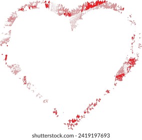 Glitch distorted heart shape . Minimal art design . Noise destroyed heart logo . Trendy defect error shapes . Glitched frame .Broken effect . Grunge texture . Distress effect .vector