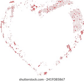 Glitch distorted heart shape . Minimal art design . Noise destroyed heart logo . Trendy defect error shapes . Glitched frame .Broken effect . Grunge texture . Distress effect .vector