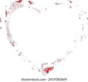 Glitch distorted heart shape . Minimal art design . Noise destroyed heart logo . Trendy defect error shapes . Glitched frame .Broken effect . Grunge texture . Distress effect .vector