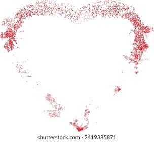Glitch distorted heart shape . Minimal art design . Noise destroyed heart logo . Trendy defect error shapes . Glitched frame .Broken effect . Grunge texture . Distress effect .vector
