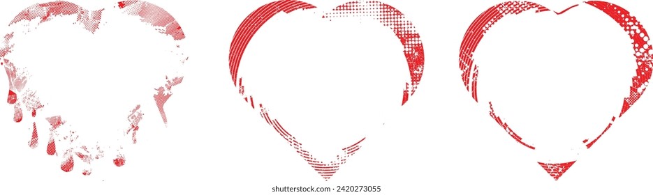 Glitch distorted heart shape . Minimal art design . Noise destroyed heart logo . Trendy defect error shapes . Glitched frame .Broken effect . Grunge texture . Distress effect .vector