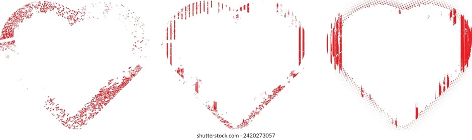 Glitch distorted heart shape . Minimal art design . Noise destroyed heart logo . Trendy defect error shapes . Glitched frame .Broken effect . Grunge texture . Distress effect .vector