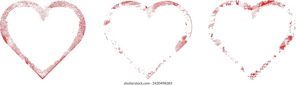 Glitch distorted heart shape . Minimal art design . Noise destroyed heart logo . Trendy defect error shapes . Glitched frame .Broken effect . Grunge texture . Distress effect .vector
