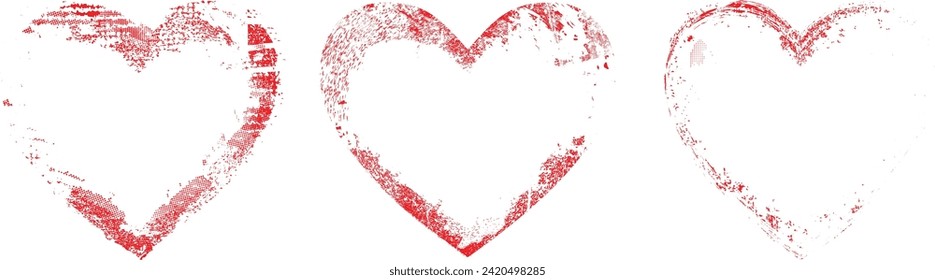 Glitch distorted heart shape . Minimal art design . Noise destroyed heart logo . Trendy defect error shapes . Glitched frame .Broken effect . Grunge texture . Distress effect .vector