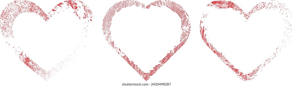 La forma del corazón distorsionada del brillo. Diseño de arte mínimo. El ruido destruyó el logo del corazón. Formas de error de defecto de moda . Marco brillante. Efecto roto. Textura gruesa. Efecto de distrés .vector